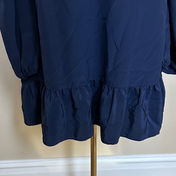 Lilly Pulitzer 100% Silk Navy Blue Cold Shoulder Mini Dress XS Adjustable Straps - Picture 3 of 5